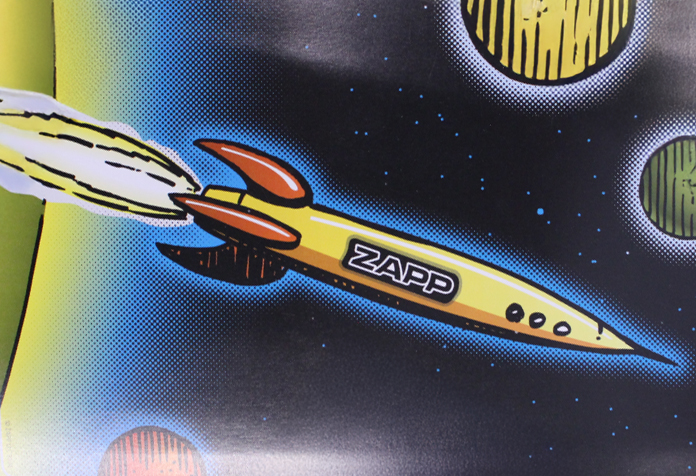 ZAPP logo on a rocketship.